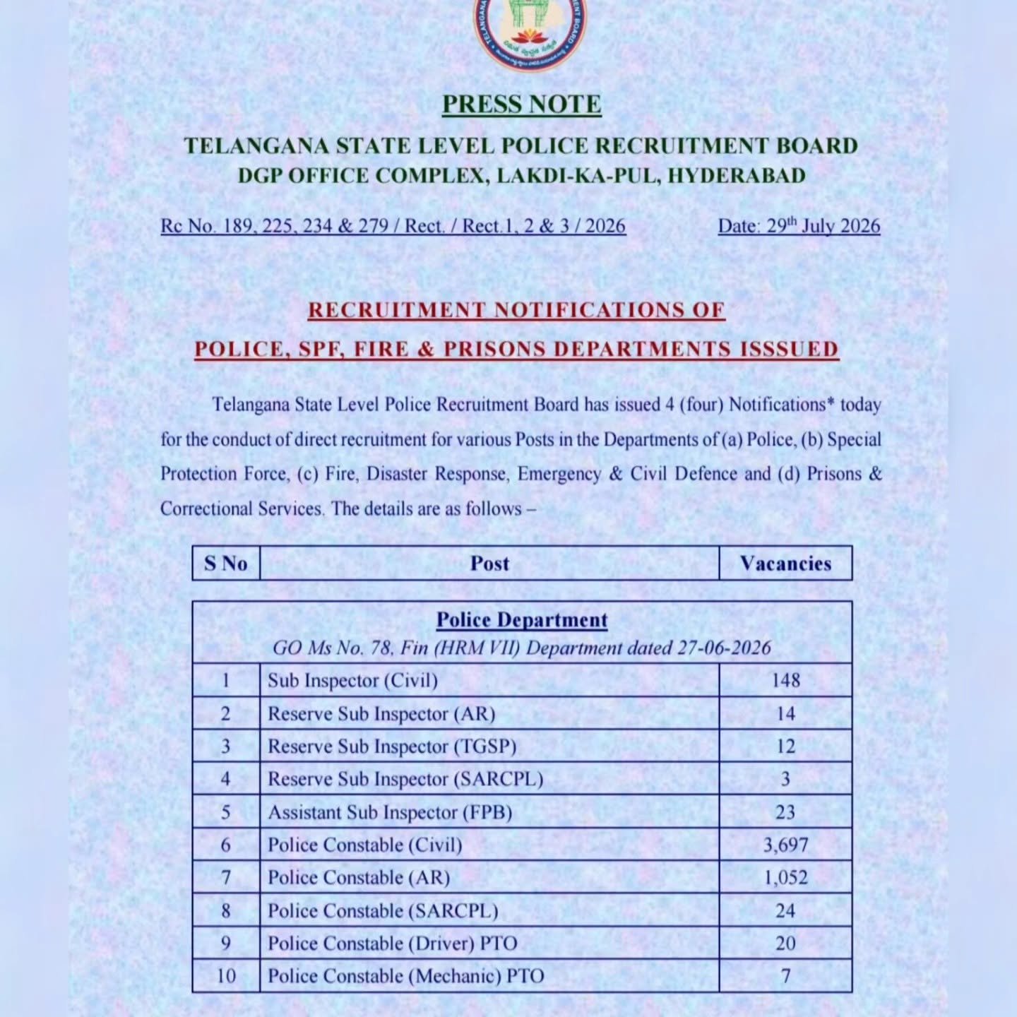 ఉమ్మడి నల్గొండ జిల్లాలో 489 కానిస్టేబుల్ ఉద్యోగాలు - Additional Image